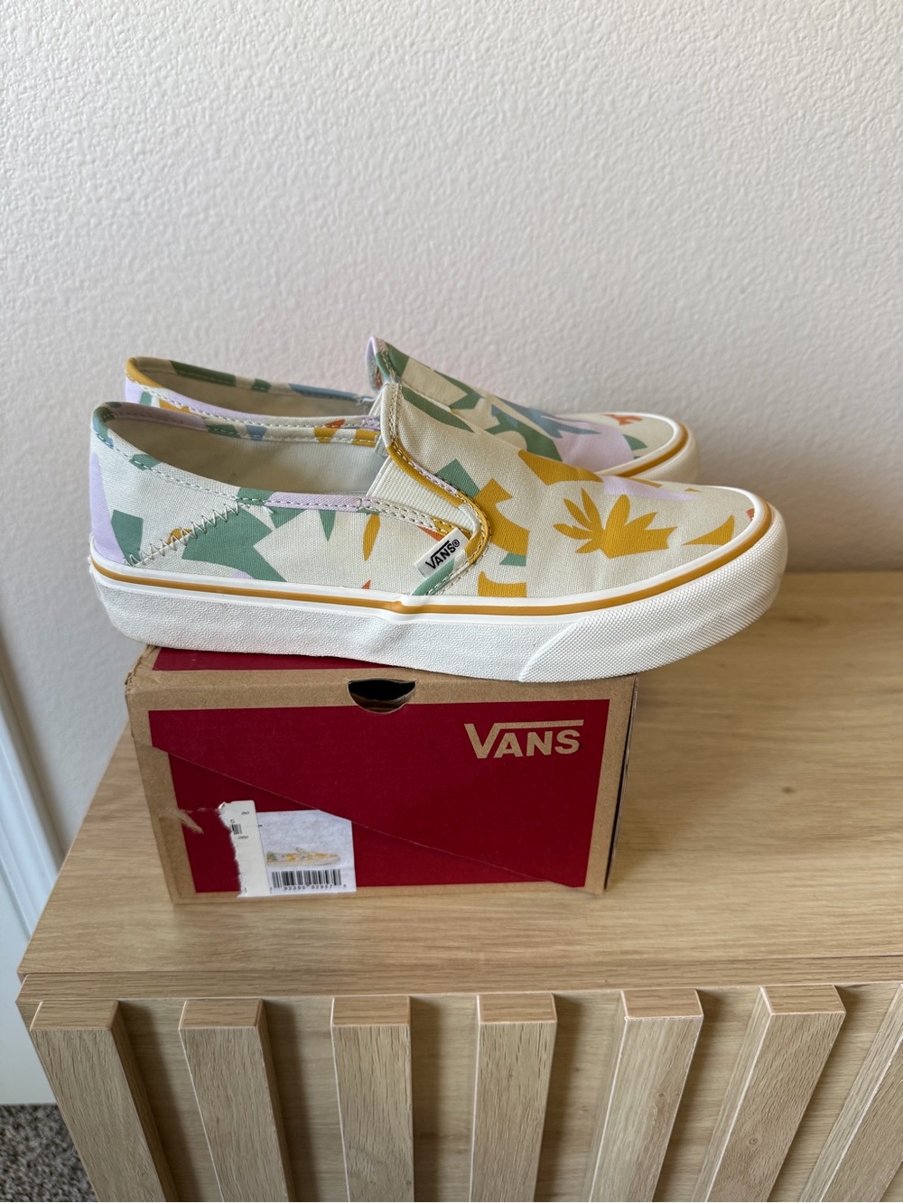 Vans Slip-On Sneakers in White, Yellow, Green, Blue, Pink - Picture 3 of 6